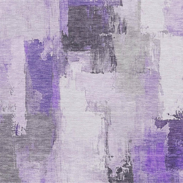 HomeRoots 10' X 14' Modern Lavender Gray & Ivory Abstract Area Rug – Washable, UV-Protected, Durable Design 709666