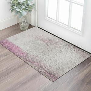 HomeRoots 5' X 8' Abstract Pink Gray Ivory Area Rug - Durable, Washable, UV Protected for Modern Spaces 709668