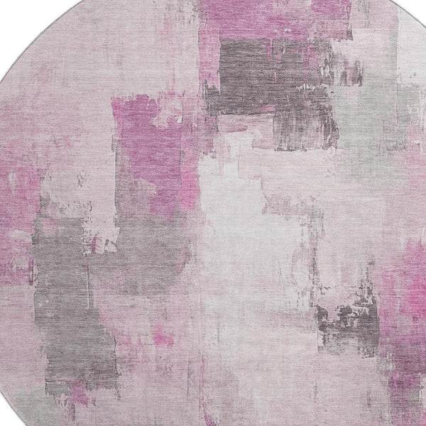 HomeRoots 8' X 10' Modern Abstract Washable Area Rug in Pink, Gray & Ivory - UV Protection & Easy Care Style! 709670