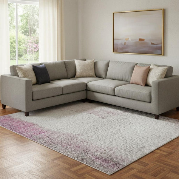 HomeRoots 9' Modern Abstract Washable Area Rug in Pink, Gray & Ivory – UV Protected, Soft & Stain Resistant 709671
