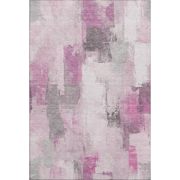 HomeRoots 9' Modern Abstract Washable Area Rug in Pink, Gray & Ivory – UV Protected, Soft & Stain Resistant 709671