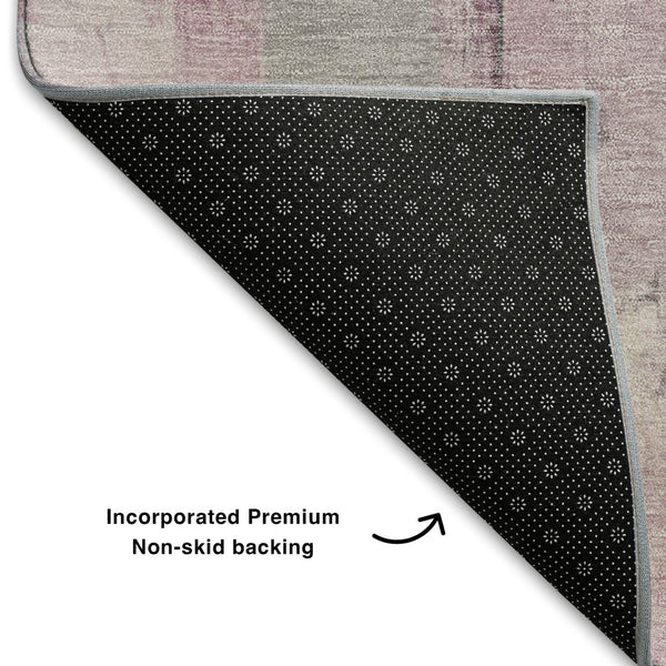 HomeRoots 9' Modern Abstract Washable Area Rug in Pink, Gray & Ivory – UV Protected, Soft & Stain Resistant 709671