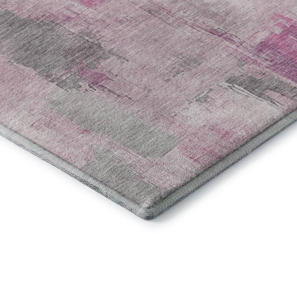 HomeRoots 9' Modern Abstract Washable Area Rug in Pink, Gray & Ivory – UV Protected, Soft & Stain Resistant 709671