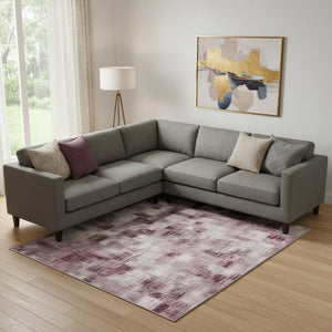 HomeRoots 10' Pink Gray Ivory Abstract Washable Area Rug - Durable, UV Protected, Stylish for Any Space 709672
