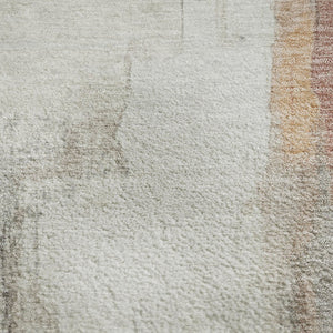 HomeRoots 8' Washable Round Rug in Rust, Gray & Ivory - Durable, UV-Protected, Modern Abstract Design for Homes 709675