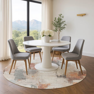 HomeRoots 8' X 10' Washable Abstract Area Rug in Rust, Gray & Ivory - UV Resistant, Stain-Free & Durable Design 709676