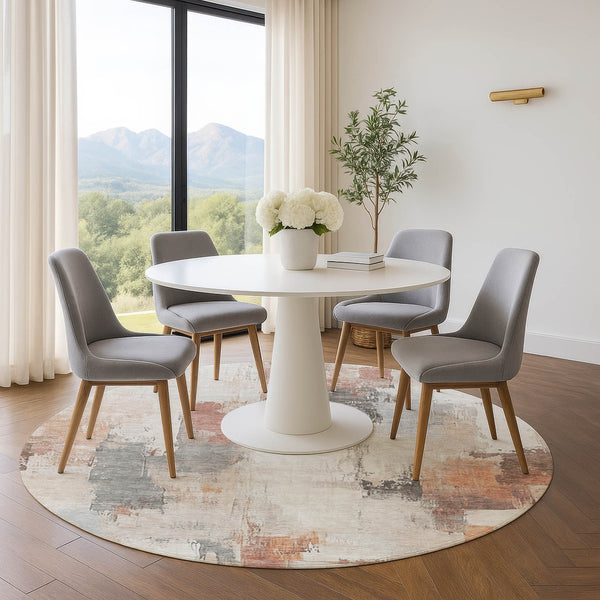 HomeRoots 8' X 10' Washable Abstract Area Rug in Rust, Gray & Ivory - UV Resistant, Stain-Free & Durable Design 709676