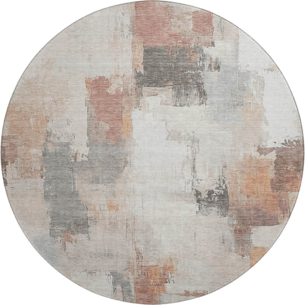 HomeRoots 8' X 10' Washable Abstract Area Rug in Rust, Gray & Ivory - UV Resistant, Stain-Free & Durable Design 709676