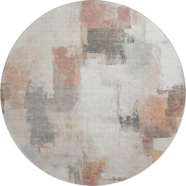 HomeRoots 8' X 10' Washable Abstract Area Rug in Rust, Gray & Ivory - UV Resistant, Stain-Free & Durable Design 709676