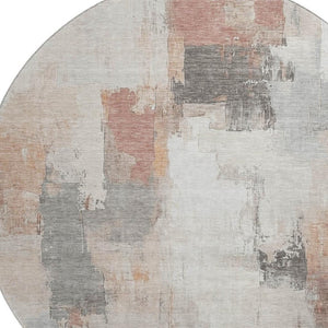 HomeRoots 8' X 10' Washable Abstract Area Rug in Rust, Gray & Ivory - UV Resistant, Stain-Free & Durable Design 709676