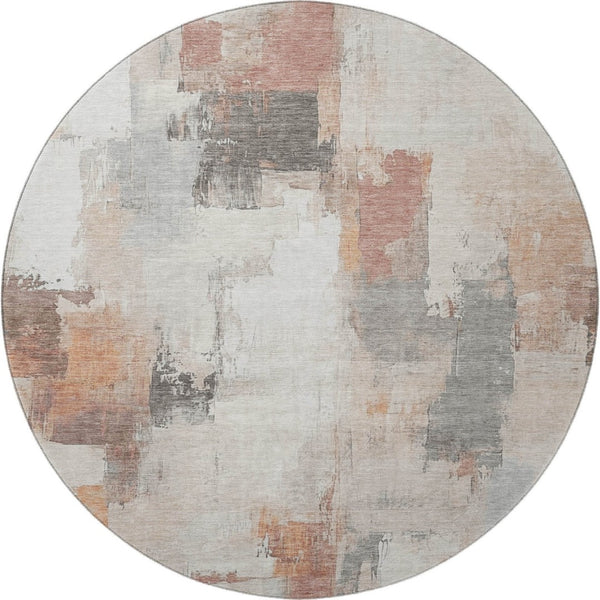 HomeRoots 8' X 10' Washable Abstract Area Rug in Rust, Gray & Ivory - UV Resistant, Stain-Free & Durable Design 709676