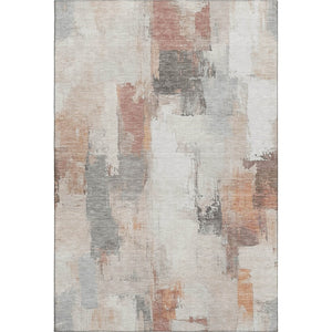 HomeRoots 9' X 12' Rust Gray Ivory Abstract Washable Rug with UV Protection for Modern Homes and Pets 709677