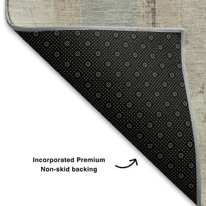 HomeRoots 9' X 12' Rust Gray Ivory Abstract Washable Rug with UV Protection for Modern Homes and Pets 709677
