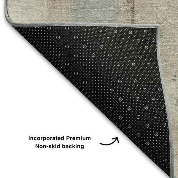 HomeRoots 9' X 12' Rust Gray Ivory Abstract Washable Rug with UV Protection for Modern Homes and Pets 709677