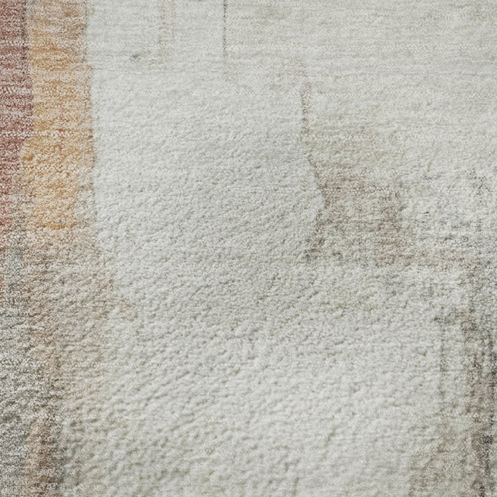 HomeRoots 9' X 12' Rust Gray Ivory Abstract Washable Rug with UV Protection for Modern Homes and Pets 709677