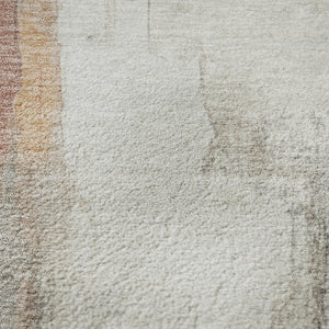 HomeRoots 9' X 12' Rust Gray Ivory Abstract Washable Rug with UV Protection for Modern Homes and Pets 709677