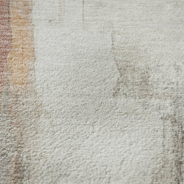 HomeRoots 9' X 12' Rust Gray Ivory Abstract Washable Rug with UV Protection for Modern Homes and Pets 709677