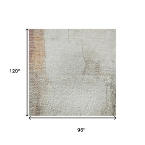 HomeRoots 9' X 12' Rust Gray Ivory Abstract Washable Rug with UV Protection for Modern Homes and Pets 709677