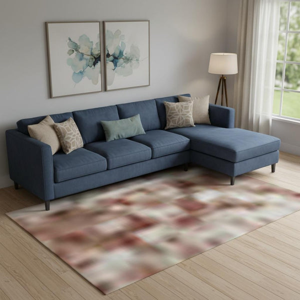 HomeRoots 10' X 14' Abstract Washable Area Rug in Rust Gray & Ivory - Durable, UV-Protected, Stylish & Easy-Care 709678