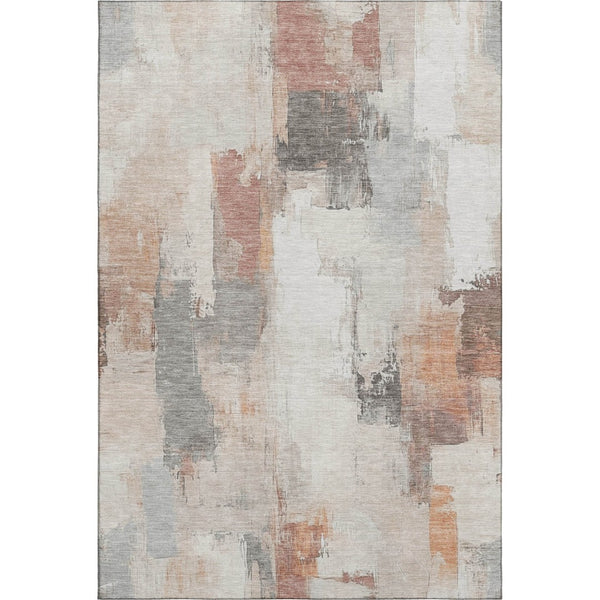 HomeRoots 10' X 14' Abstract Washable Area Rug in Rust Gray & Ivory - Durable, UV-Protected, Stylish & Easy-Care 709678