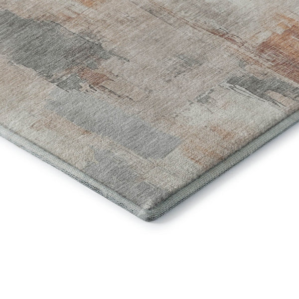 HomeRoots 10' X 14' Abstract Washable Area Rug in Rust Gray & Ivory - Durable, UV-Protected, Stylish & Easy-Care 709678