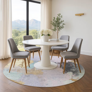 HomeRoots 8' X 10' Abstract Washable Area Rug in Lavender & Gold - UV Protected, Pet-Friendly & Stylish! 709688