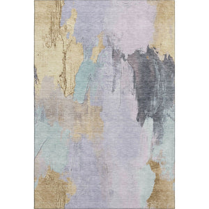 HomeRoots 10' Contemporary Lavender Gold Charcoal Abstract Area Rug - Washable, UV Protected & Stain Resistant 709690