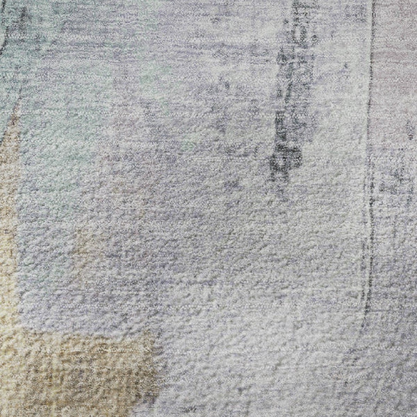 HomeRoots 10' Contemporary Lavender Gold Charcoal Abstract Area Rug - Washable, UV Protected & Stain Resistant 709690