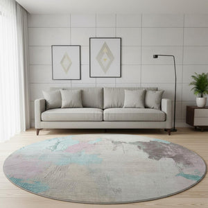 HomeRoots 8' X 10' Modern Abstract Area Rug in Teal, Beige & Gray - Washable, UV Protected & Stain Resistant 709694