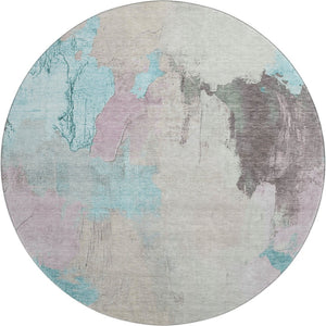 HomeRoots 8' X 10' Modern Abstract Area Rug in Teal, Beige & Gray - Washable, UV Protected & Stain Resistant 709694