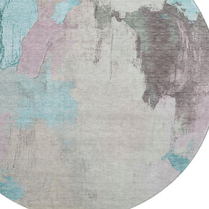 HomeRoots 8' X 10' Modern Abstract Area Rug in Teal, Beige & Gray - Washable, UV Protected & Stain Resistant 709694