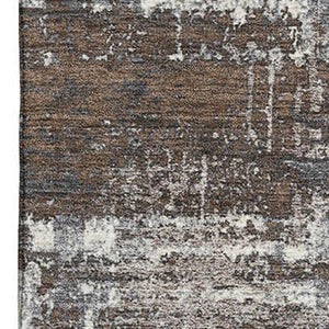 HomeRoots 8' Stylish Brown Taupe & Gray Geometric Washable Round Rug with UV Protection for Every Space 709699