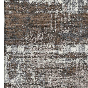 HomeRoots 8' Stylish Brown Taupe & Gray Geometric Washable Round Rug with UV Protection for Every Space 709699