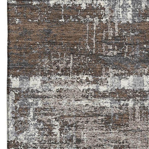 HomeRoots 8' Stylish Brown Taupe & Gray Geometric Washable Round Rug with UV Protection for Every Space 709699