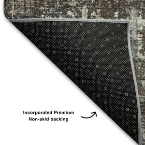 HomeRoots 8' X 10' Modern Geometric Area Rug in Brown Taupe & Gray – Washable, UV Protected, Durable Style 709700