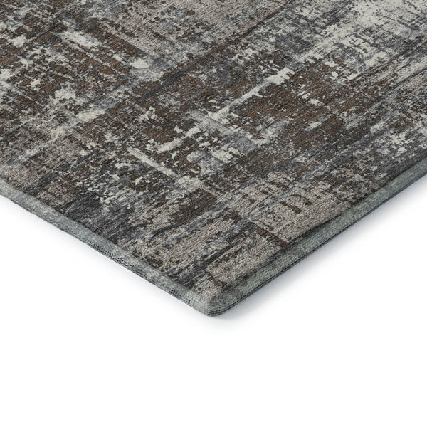HomeRoots 8' X 10' Modern Geometric Area Rug in Brown Taupe & Gray – Washable, UV Protected, Durable Style 709700