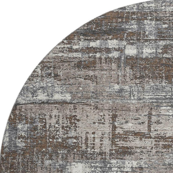 HomeRoots 8' X 10' Modern Geometric Area Rug in Brown Taupe & Gray – Washable, UV Protected, Durable Style 709700
