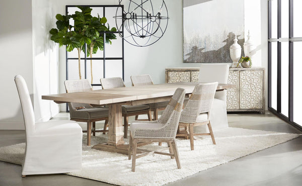 Essentials for Living Levi Slipcovered Dining Chair Set Upholstered Birch Base Livesmart Fabric Pair 7096UP.LPPRL/NGB