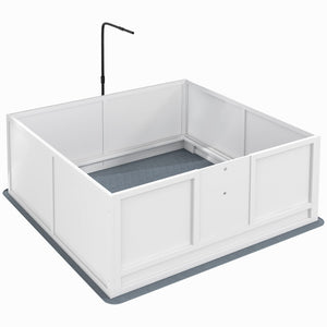 English Elm Pawhut Whelping Box with Pig Rail Retractable Light Stand and Adjustable Door W2225P173799