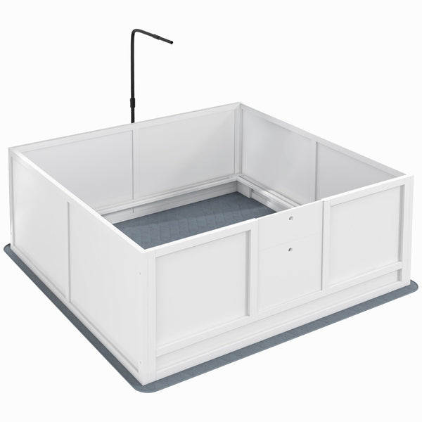 English Elm Pawhut Whelping Box with Pig Rail Retractable Light Stand and Adjustable Door W2225P173799
