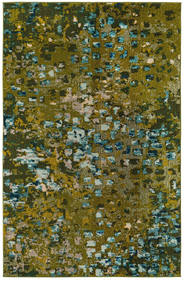 Unique Loom Jardin Ivy Machine Made Abstract Rug Green, Beige/Blue/Gray/Green/Light Blue/Light Green/Yellow 5' 1" x 8' 0"