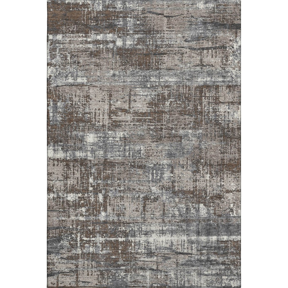 HomeRoots 9' Contemporary Brown Taupe & Gray Geometric Area Rug - Washable, UV-Protected, Stain-Resistant! 709701