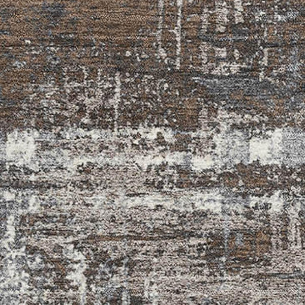 HomeRoots 10' X 14' Washable Area Rug in Brown Taupe & Gray - Modern Geometric Design with UV Protection 709702