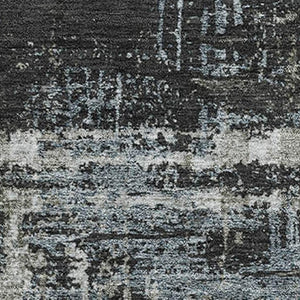 HomeRoots 8' Charcoal Gray & Taupe Geometric Washable Round Rug - Durable, UV-Protected, Modern Style for Homes 709705