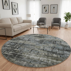 HomeRoots 8' X 10' Stylish Charcoal Gray & Taupe Geometric Washable Area Rug with UV Protection & Non-Slip Backing 709706