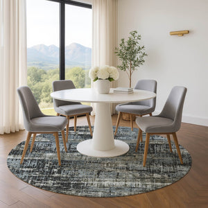 HomeRoots 8' X 10' Stylish Charcoal Gray & Taupe Geometric Washable Area Rug with UV Protection & Non-Slip Backing 709706