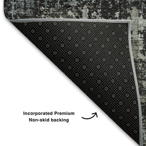 HomeRoots 9' X 12' Charcoal Gray & Taupe Geometric Washable Area Rug - Stain Resistant, UV Protected & Stylish 709707