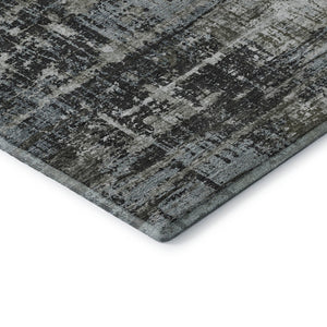 HomeRoots 9' X 12' Charcoal Gray & Taupe Geometric Washable Area Rug - Stain Resistant, UV Protected & Stylish 709707