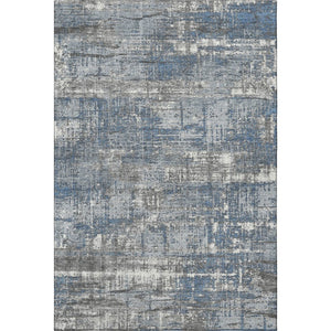 HomeRoots 5' X 8' Denim Blue Gray Ivory Geometric Area Rug - Washable, UV-Protected & Non-Slip Design Ideal for Homes 709710