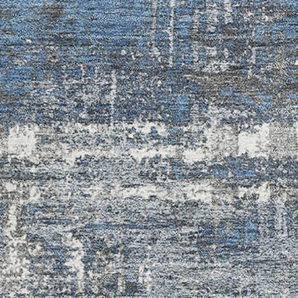 HomeRoots 9' X 12' Stylish Denim Blue Gray Ivory Washable Area Rug - Durable, UV-Protected & Family-Friendly 709713
